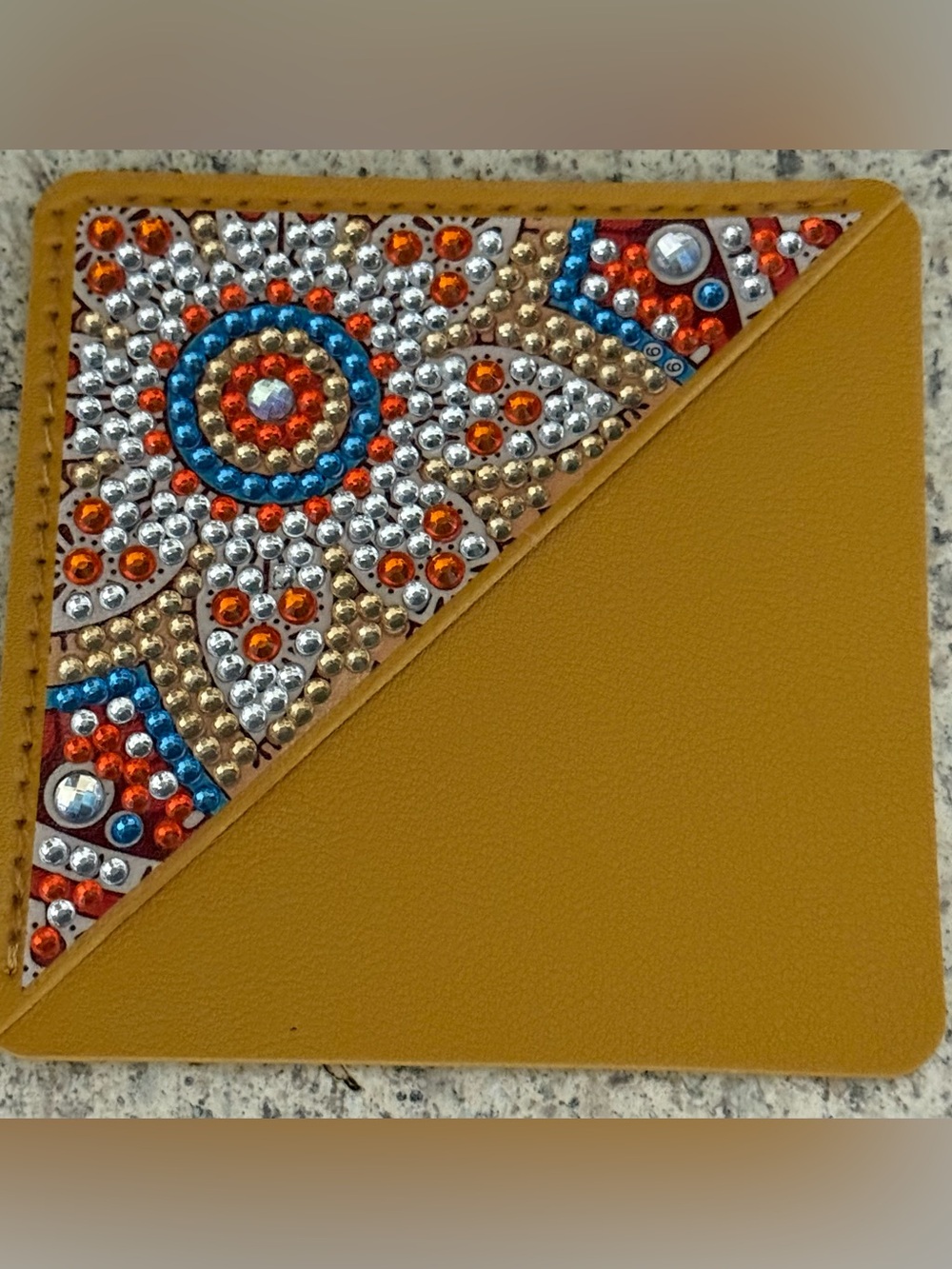 Handmade Yellow Embellished Corner Bookmarker with Multicolor Rhinestones